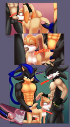 abs anthro anus ass balls bodily_fluids breasts comic cream_the_rabbit cum cum_in_mouth cum_in_pussy cum_inside dgemporium fan_character female genital_fluids group group_sex muscular nipples oral penis pussy sex sonic_(series) sonic_the_hedgehog_(series) spitroast threesome vaginal_penetration