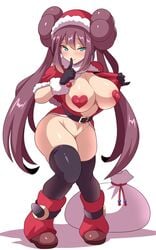 1girls alternate_breast_size alternate_costume alternate_outfit anime_style big_breasts breasts buns christmas christmas_outfit cleavage curvaceous female female_only half-closed_eyes harlot heart heart_pasties holiday_rosa human human_only konno_tohiro large_breasts looking_at_viewer nintendo pasties pokeharlot pokemon pokemon_bw2 pokemon_masters red_heart_pasties red_pasties rosa_(pokemon) santa_costume solo solo_female thick_thighs thighhighs voluptuous wide_hips