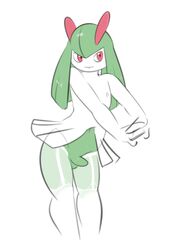 1boy 2019 anthro biped clothed clothing elpatrixf exposed garter_belt garter_straps girly green_body green_hair green_skin hair kirlia knee_socks leggings legwear long_hair male male_kirlia nintendo nipples penis pokémon_(species) pokemon pokemon_(species) pokemon_rse portrait red_eyes simple_background sketch socks solo solo_male testicles three-quarter_portrait video_games white_background white_body white_skin wide_hips