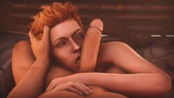 1boy 1girls 2019 3d 3d_(artwork) absurdres after_fellatio big_penis blue_eyes cum cum_on_face ellie_fenhill erection female hair hands highres human indoors large_penis lips looking_at_viewer male nose nude obsidian_entertainment open_mouth orange_hair pale-skinned_female pale-skinned_male pale_skin penis pov qiousfm sci-fi science_fiction scifi sex shiny shiny_skin short_hair source_filmmaker straight the_outer_worlds tongue tongue_out