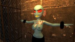3d areolae nipples restrained undertale undyne undyne_(rafaknight)