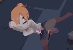 animated big_breasts censored eryngii_toro_salmon leg_lift leg_up mosaic_censoring mp4 orange_eyes orange_hair pixel_art ponytail raised_skirt school_uniform sound tagme vaginal_penetration video