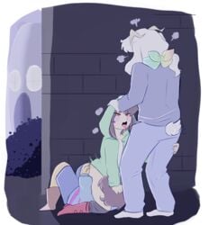 1girls 2017 2boys alternate_universe ambiguous_gender anthro asriel_dreemurr ass bangs blush boots brown_hair caprine channydraws chara clothed clothed_sex clothing colorized coloured cum cum_in_mouth cum_inside duo facesitting fellatio female female_human floppy_ears frisk goat horn human incest male male_anthro mammal open_mouth oral pants red_eyes sex shorts storyshift storyshift_chara threesome toby_fox tongue_out undertale undertale_au video_games white_fur