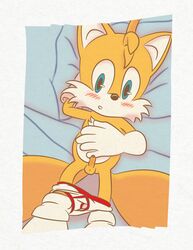 2019 anthro blush canid canine clothing didi_(artist) erection footwear foreskin fox fur gloves handwear humanoid_penis male male_only mammal mostly_nude open_mouth penis shoes small_penis solo sonic_(series) sonic_the_hedgehog_(series) tails tiny_penis underwear young