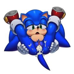 andromorph anthro bodily_fluids cum cum_in_pussy cum_inside cuntboy eulipotyphlan footwear genderswap genital_fluids handwear hedgehog intersex legs_up mammal mostly_nude nowykowski7 pussy solo sonic_(series) sonic_the_hedgehog spread_legs spreading