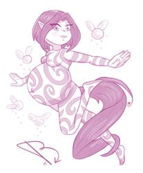 clothed fairy female flying large_breasts ly_(rayman) penciljunkie pregnant rayman_(series) short_hair