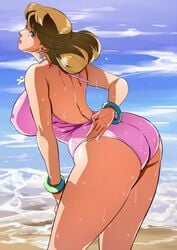 1girls beach big_ass big_breasts birthmark female female_focus female_only holly_kujo joestar_birthmark jojo's_bizarre_adventure large_breasts milf short_hair solo solo_female stardust_crusaders swimsuit volvox