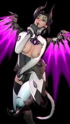 1girls 3d alternate_costume areolae black_hair blizzard_entertainment breasts demon_girl demon_tail eyelashes eyeshadow female finger_in_mouth fingering horns imp_mercy jhall lips looking_at_viewer masturbation mercy nipples overwatch pale_skin purple_eyes purple_hair purple_lipstick pussy seductive_eyes seductive_look slim solo teeth tied_hair