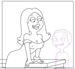 american_dad big_breasts black_and_white cheating_wife francine_smith in_progress milf seductive seductive_smile sketch younger_male