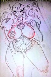 alien alien_girl armor bumblebee_movie cybertronian erect_nipples exposed_breasts exposed_pussy lunna_mp3 mechanical one_breast_out provocative pussy pussy_juice robot_girl seductive seductive_look seductive_smile shatter_(transformers) sketch solo standing traditional_media_(artwork) transformers wide_hips