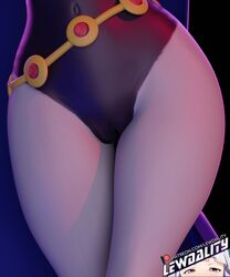 1girls 3d 3d_(artwork) blender cape curvaceous curvy curvy_figure dc dc_comics female female_only flirting hi_res high_resolution highres hip_grab hips leotard lewdality looking_at_viewer nipple_bulge painted_clothes purple_eyes purple_hair pussy rachel_roth raven_(dc) see-through see-through_clothing simple_background teen teen_titans thick_thighs vagina voluptuous