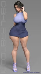 2016 3d ass big_ass big_breasts bimbo bimbo_body bimbo_lips breasts curvaceous curvy female female_only gashousesushii hairbun high_heels hourglass_figure huge_ass large_ass mob342002 original_character platform_heels short_dress solo solo_female thick_lips thick_thighs thin_waist voluptuous wide_hips