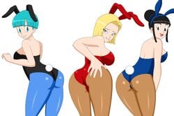 3girls android_18 ass ass_focus ass_out bedroom_eyes big_ass big_breasts bimbo breasts bubble_ass bubble_butt bulma_(bunny) bulma_briefs bunnysuit busty butt butt_focus chichi dat_ass dragon_ball dragon_ball_z female female_focus female_only huge_ass huge_breasts multiple_girls pervyangel seductive self_fondle self_grope showing_ass take_your_pick thick_ass