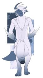 1boy absol asymmetrical_hair big_forearms big_penis big_testicles bored chest_tuft deltoids foreskin front_view full_body furry hair_over_eye hair_over_one_eye half-closed_eyes hands_on_hips hanging_penis hi_res horn huge_testicles humanoid_penis hyper hyper_balls hyper_penis hyper_testicles limited_palette looking_at_viewer loose_foreskin male male_only mane navel_line nintendo nipples nude original_character partially_retracted_foreskin paws pecs penis pokémon_(species) pokemon pokemon_(species) pokemon_rse pubic_tuft rxq snowflake solo source_request testicles thick_foreskin thick_penis tiptoes toe_claws uncircumcised uncut uninterested unretracted_foreskin video_games vincent_adair white_fur