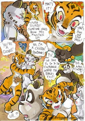 2014 anthro areola better_late_than_never big_breasts breasts comic daigaijin dialogue dreamworks english_text erect_nipples felid female fur giant_panda group hug kung_fu_panda leopard male mammal master_po_ping master_tigress multicolored_body multicolored_fur nipples nude painting_(artwork) pantherine pussy snow_leopard speech_bubble text tiger traditional_media_(artwork) ursid watercolor_(artwork)