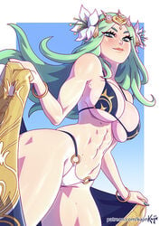 1girls abs big_breasts bikini bimbo breasts busty cleavage female female_only fire_emblem fire_emblem:_three_houses goddess huge_breasts kajinman large_breasts looking_at_viewer looking_down nabatean_(fire_emblem) nintendo o-ring o-ring_bikini rhea_(fire_emblem) solo solo_female swimsuit thick_thighs wide_hips