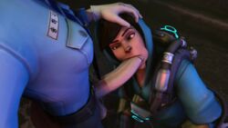 1futa 1girls 3d alternate_costume balls big_balls big_penis d.va fellatio futa_on_female futanari gloves graffiti_tracer huge_cock intersex oral overwatch penis penis_out police police_officer_d.va police_uniform policewoman source_filmmaker stalkek tracer vein veins veiny_penis