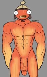 1boy abs anthro dakimomkura fish fishstick fishstick_(fortnite) flaccid fortnite male male_only marine muscles muscular muscular_male nude pecs penis precum solo tagme video_games