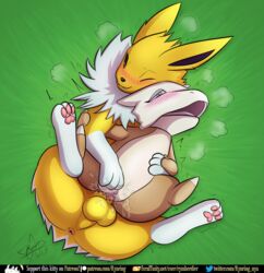 2019 anus balls blush bodily_fluids digital_media_(artwork) duo eeveelution erection female female_penetrated feral fur genital_fluids jolteon male male_penetrating male_penetrating_female mammal marowak nintendo open_mouth patreon penetration penis pokémon_(species) pokemon pokemon_(species) pussy rymherdier sex simple_background smile straight tongue vaginal_penetration video_games yellow_body yellow_fur