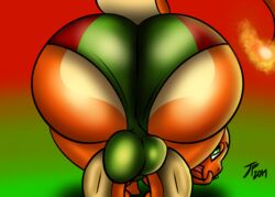 1boy 2019 alternate_color ass big_ass bulge charmander clothing eye_contact hadou half-closed_eyes hi_res looking_at_viewer looking_back male male_only nintendo original_character pokémon_(species) pokemon pokemon_rgby rear_view simple_background solo tepigfan101 testicles thick_thighs underwear video_games wide_hips