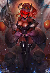 1girls armor axe bowsette breasts cleavage cutepet dark-skinned_female dark_skin female female_only genderswap goomba huge_breasts koopa_troopa looking_at_viewer mario_(series) new_super_mario_bros._u_deluxe nintendo paratroopa podoboo red_bowsette red_hair solo_focus super_mario_bros. thick_thighs thighhighs