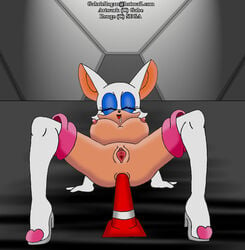 anal anal_insertion bat bat_wings cone cone_insertion female rouge_the_bat sex_toy solo sonic_(series) swegabe traffic_cone