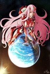 a1_pictures big_breasts breasts cosmic darling_in_the_franxx destruction earth female female_only giantess huge_breasts mega pink_hair riding ripped_clothing solo solo_female space studio_trigger torn_clothes wardrobe_malfunction zero_two_(darling_in_the_franxx)