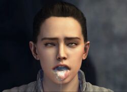 1girls 3d after after_oral after_sex ahch-to ahe_gao clothed cum cum_in_mouth drdabblur face female female_only human human_only rey rolling_eyes solo star_wars tagme the_last_jedi tongue tongue_out upper_body