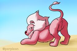 2019 animal_genitalia anus ass balls cartoon_network felid fur hair lion lion_(steven_universe) male male_only mammal pantherine perpleon presenting presenting_hindquarters simple_background solo steven_universe