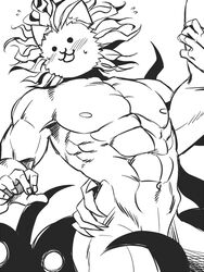 abs animal_humanoid biceps blush hair humanoid male male_only muscular muscular_male nipples nude pecs quads the_battle_cats the_cat_god