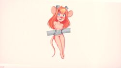 16:9 2019 4k absurd_res anthro chip_'n_dale_rescue_rangers disney dof female gadget_hackwrench hair hi_res long_hair looking_at_viewer mammal mouse murid murine nipples nude rodent solo