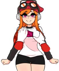 1boy 1girls blush breast_grab breasts clothed clothing crossover disembodied_hand drawn female female_focus floogledoodle inkling inkling_girl inkling_meggy male mario mario_(series) meggy_spletzer sex simple_background smg4 smile splatoon tagme thebombbeanie touching_breast white_background