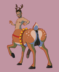 antlers anus ass balls capreoline cervid christmas equid equid_taur erection eyewear facial_hair frankly-art glasses hair holidays hooves horn male male_only mammal mammal_taur penis reindeer shocked solo solo_male spots surprise taur transformation