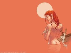 1girls bathing billy_tan female female_only nude nude_female official_art peter_steigerwald red_sonja red_sonja_(comics) solo straight_hair tagme