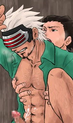 gay godot gyakuten_saiban male male_only muscle naruhodou_ryuuichi open_clothes open_shirt penis shirt