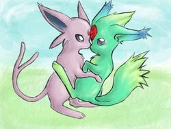 ambiguous/ambiguous carbuncle color eeveelution espeon final_fantasy fur furry interspecies nintendo pokemon pokemon_(species) side_view