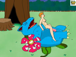 breasts color day female flora_fauna human insertion interspecies kasumi_(pokemon) male nintendo nude outdoors penis pokémon_(species) pokemon pokemon_rgby pokephilia sex side_view size_difference straight surfing_charizard tagme venusaur