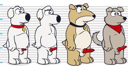 absurd_res animal_genitalia animal_penis anthro balls brian_griffin canid canine canine_penis canis domestic_dog erection family_guy hi_res jasper_(family_guy) lineup male male_only mammal neenya new_brian penis vinny_griffin