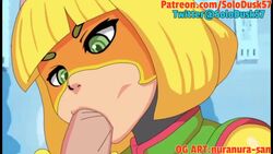 1boy 1girls animated arms arms_(game) beanie big_breasts big_penis blonde_hair blowjob bob_cut cum cum_in_mouth cumshot cute fellatio female fringe green_eyes hat large_penis light_skin mask medium_hair min_min_(arms) mouth mouth_open mouthful mp4 nintendo nintendo_switch nuranura-san oral penis shorter_than_30_seconds slim solodusk57 sound sound_effects sucking teenager throbbing video yellow_hair