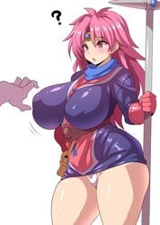 1girls anime_style blush breasts cleavage clothing dragon_quest dragon_quest_dai_no_daibouken dress female female_only huge_breasts konno_tohiro large_breasts maam panties solo_focus thick_thighs wide_hips