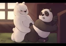 2019 anal anal_sex anthro belly blush cartoon_network duo erection fur giant_panda hi_res humanoid_penis ice_bear mabit male male/male male_penetrated male_penetrating mammal nude overweight overweight_male panda_(wbb) penetration penis polar_bear sex smile ursid ursine we_bare_bears white_body white_fur