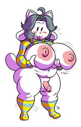 anthro balls breasts futanari gynomorph hair hi_res intersex mammal penis solo tem temmie_(undertale) text undertale video_games wittless-pilgrim