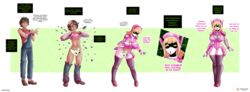 blonde_hair censored code gender_transformation genderswap_(mtf) green heart hypnosis machine mind_control nurse pink robot rule_63 themightfenek thighhighs transformation