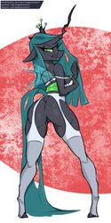 anthro arthropod ass bedroom_eyes big_butt bra changeling clothing female friendship_is_magic garter_belt garter_straps longtailshort my_little_pony narrowed_eyes pussy queen_chrysalis_(mlp) seductive underwear