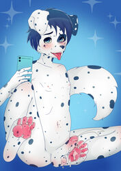 balls bodily_fluids canid canine canis cum dalmatian domestic_dog genital_fluids hi_res male male/male mammal orgasm pawpads paws penis young zeefirka