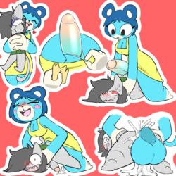 2019 anal anal_sex animal_crossing anthro anthro_on_anthro balls big_balls big_penis blue_body blue_fur blue_hair bluebear_(animal_crossing) bodily_fluids breasts broken_condom cain_(neko3240) clothed clothing comic condom cum cum_in_ass cum_inside cum_while_penetrated duo erection felid feline fur futanari genital_fluids gynomorph gynomorph/male gynomorph_penetrating gynomorph_penetrating_male hair huge_balls huge_cock humanoid_penis intersex intersex/male intersex_penetrating intersex_penetrating_male larger_gynomorph larger_intersex male male_penetrated mammal neko3240 nintendo open_mouth penetration penis sex simple_background size_difference ursid video_games