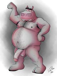 2017 anthro balls common_hippopotamus dirty-palms dreamworks hi_res hippopotamid humanoid_penis madagascar_(series) male male_only mammal moobs moto_moto nipples overweight overweight_male penis solo