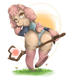 anthro ass cottontail hmeme pink_fur sheep staff