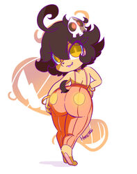 anthro ass big_ass female furry hmeme pants pumpkin short_hair shortstack solo