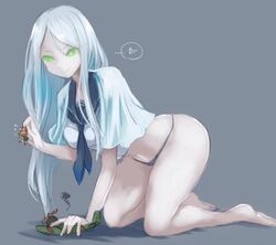 barefoot destruction emerald_eyes feet giantess green_eyes heart panties pilot plane silver_hair smile white_hair